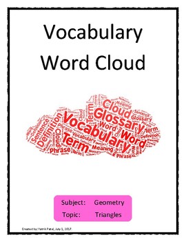 Preview of Triangles Vocabulary Word Cloud Word Bank Handout Geometry