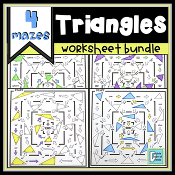 Preview of Classify Triangles Maze Worksheets | Sides, Angles, Find the Missing Angle