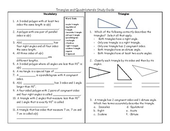 Triangles and Quadrilaterals Study Guide by Stacie Seal | TpT
