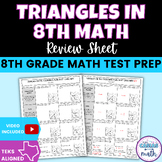 Triangles in 8th Grade Math Review Sheet | STAAR State Test Prep