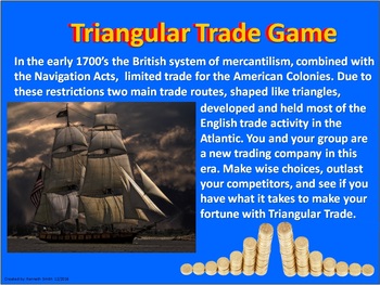 Preview of Triangular Trade Game  -Colonial America Navigation Acts & Intolerable Acts