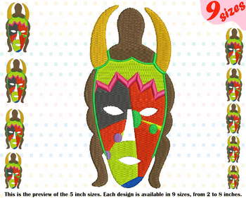 Preview of Tribal African Mask Embroidery Design props Africa Totem Carnival 213b