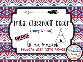 Tribal Decor Desk Name Plates Navy Red By 3rd Grade Greer Tpt