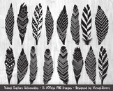 Tribal Feather Silhouettes Clip Art, 16 Native American Fe