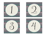 Tribal Print Large Numbered Labels