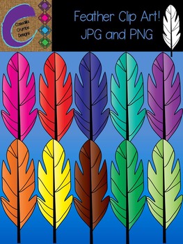 Preview of Tribal Rainbow Feather Clip Art Images Designs