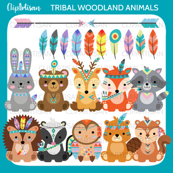 Download Tribal Woodland Animal Clip Art Forest Animals By Clipartisan Tpt