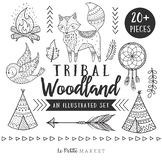 Tribal Woodland Clip Art Set, Summer Animal Set, Tribal An