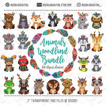 Preview of Tribal Woodland animals Clipart