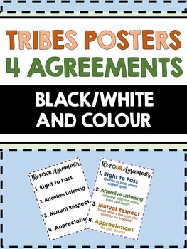 Preview of Tribes Posters - The Four Agreements -Respect,Appreciations,Right to Pass,Listen