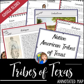 Preview of American Indians of Texas Annotated Map includes Google Slides™