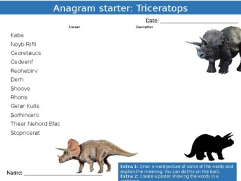 Triceratops Dinosaur Activity Pack Animals Types of Dinos Wordearch etc
