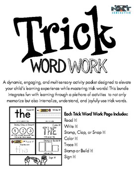 Preview of Trick (Sight) Word Work: Multi-Sensory Early Literacy Activity Packet