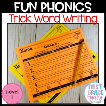 Preview of Decodable Sentences Trick Word Writing Level 1 Fun Phonics