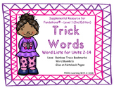 Trick Words Level 1 Word Lists - Trick Word Bookmarks or S