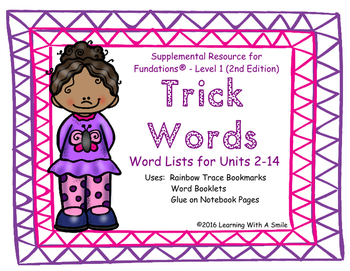Preview of Tricky Words Level 1 Word Lists - Tricky Word Bookmarks or Study Booklets