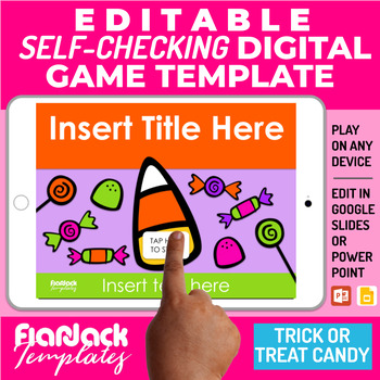 Preview of Trick or Treat Candy Google Slide PPT Game Template | Digital Editable
