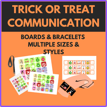Preview of Trick or Treat Communication Boards and Bracelets | Halloween AAC | Multi-size
