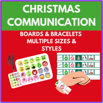 Preview of Christmas Communication Boards and Bracelets | Christmas AAC | Multi-size