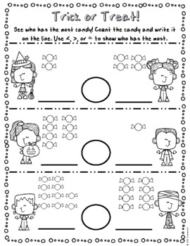 Trick or Treat Comparing Numbers Activity by JCJ Creates | TPT