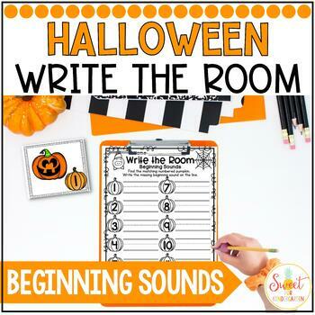 Preview of Halloween Phonics Write the Room Activity | Identifying Beginning Sounds