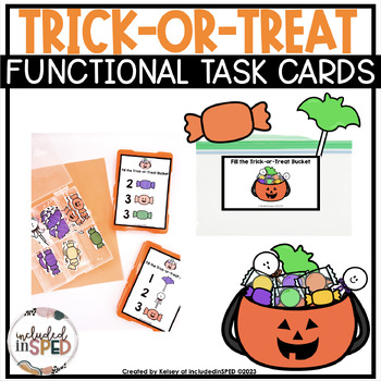 Preview of Trick or Treat Halloween Functional Task Card Activities for Special Education