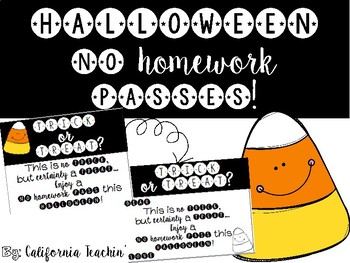 Preview of Trick or Treat? Halloween No Homework Passes