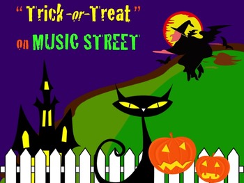 Preview of Trick-or-Treat On Music Street Solfege PowerPoint without Narration