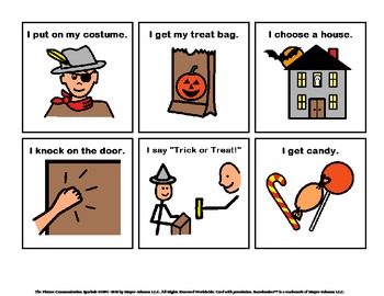 Preview of Halloween Trick or Treat Sequencing cards / Social Story