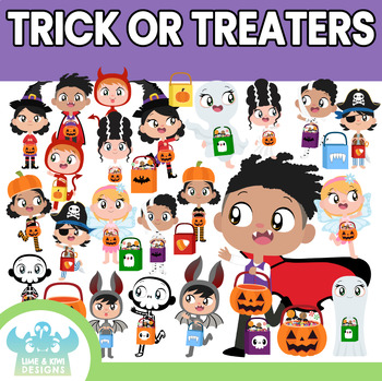 Preview of Trick or Treaters Clipart (Lime and Kiwi Designs)