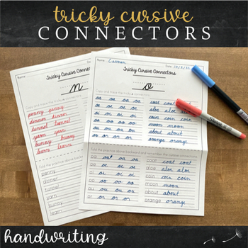 Preview of Tricky Cursive Connectors - Cursive Connection Practice Worksheets