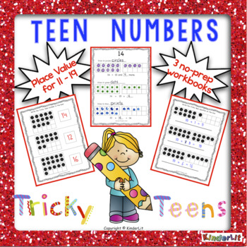 Preview of Teen Numbers For Tricky Teens - 3 No-Prep Workbook