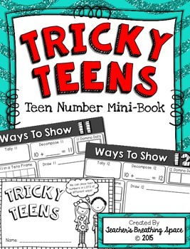 Preview of Tricky Teens Mini-Book  |  Showing Teen Numbers 11-20 in Different Ways