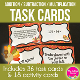 Addition, Subtraction, Multiplication Math Task Cards: Tri