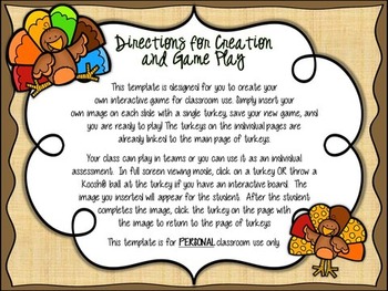 Tricky Turkey Template - Create Your Own Game by Cowgirl Compositions