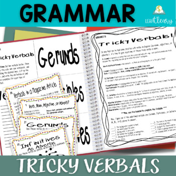 Preview of Tricky Verbals Task Cards and Interactive Notebook Materials