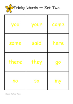 tricky wordsight word bingo set 2 jolly phonics by mrs mossy