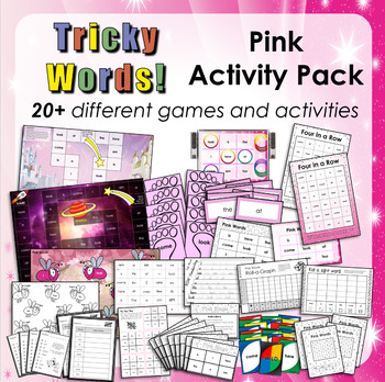 Preview of Jolly Phonics Tricky Words 1-12 - Pink Word Activity Pack. Free!