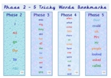 Tricky Words Bookmarks for Children Aged 4-5