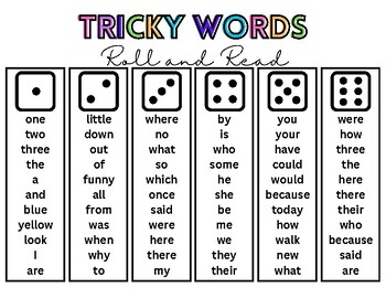 Preview of Tricky Words Roll and Read Activity