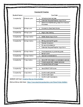 Preview of Triennial IEP Timeline for Organization