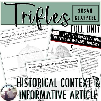 Preview of Trifles Susan Glaspell Unit Analysis Lesson Plans Questions Answer Keys Rubric