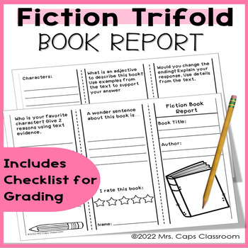 Preview of Trifold Book Report Fiction 3rd & 4th Grade