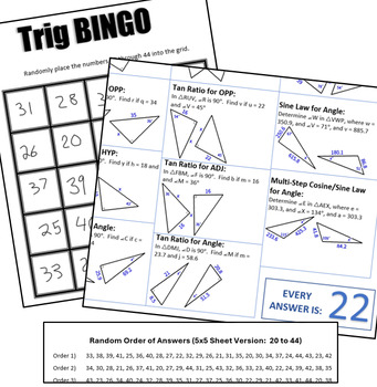 Preview of Trig BINGO - Customizable, Reusable, Differentiated!