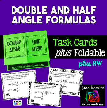 Preview of Half Angle and Double Angle  Trig Identities Task Cards and Foldable
