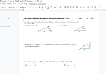 Preview of Trig Functions Find a missing side Practice worksheet (SOHCAHTOA)