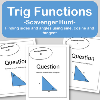 Preview of Trig Functions Scavenger Hunt - Finding Side Lengths and Angles (CCSS.HSF.TF.B.7