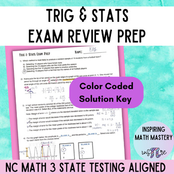 Preview of Trig Graphs, Stats, & Unit Circle Spiral Review - NC Math 3 EOC Exam Prep