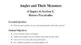 Trig Handouts 1 (Angles and Measures) & 2 (Trig Functions 