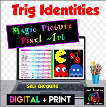 Preview of Trig Identities Digital Pixel Art Activity plus Print